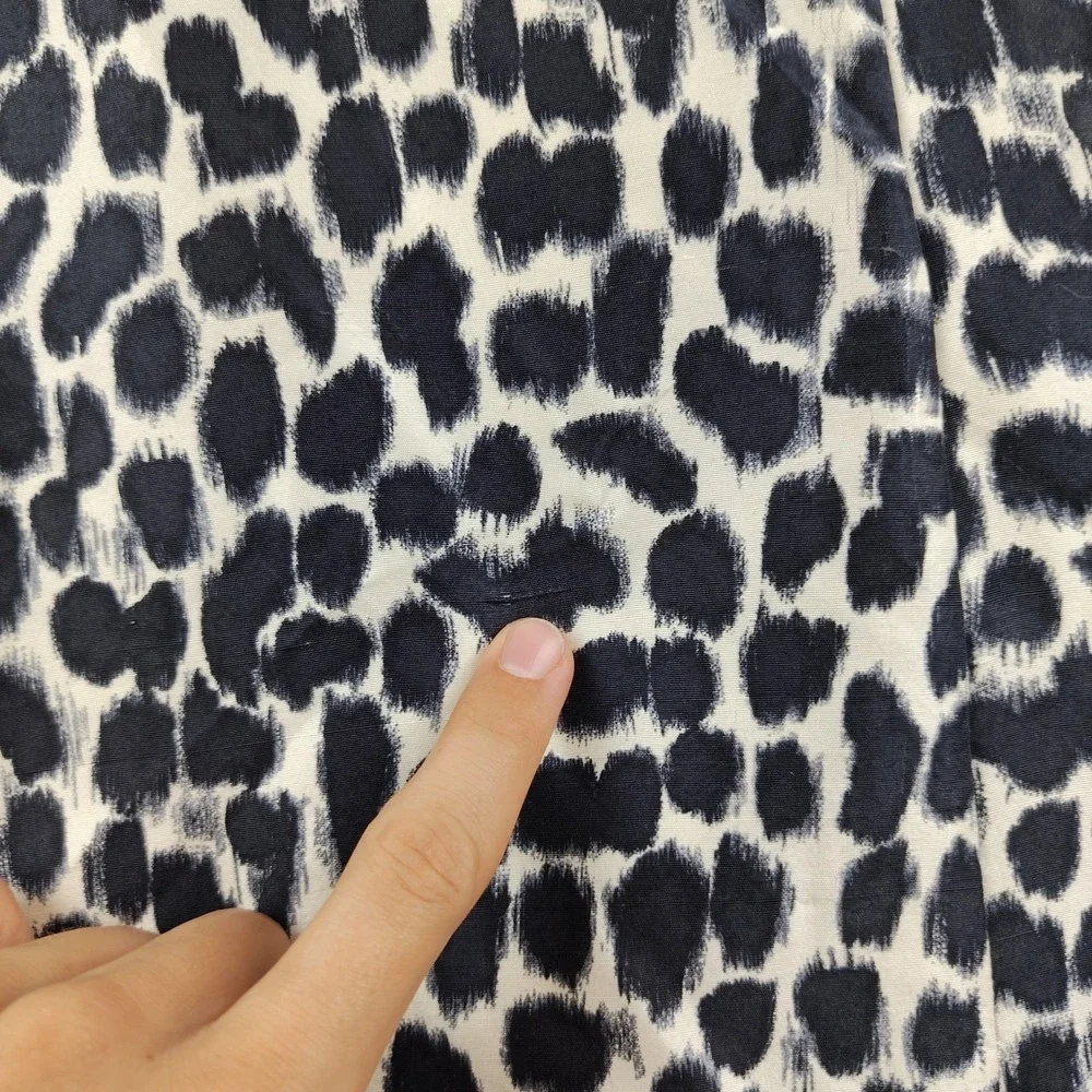 Kate Spade Sz 14 Silk Shift Dress Animal Print Black White Keyhole Back Tie